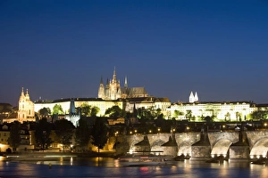 Czech Prints: Charles Bridge, with St. Vituss Cathedral, Royal Palace, and Castle on skyline
