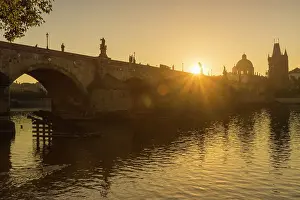 Vltava Prints: Charles Bridge at sunrise, UNESCO World Heritage Site