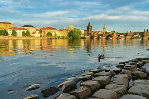 Duck Prints: Charles Bridge at sunset, UNESCO World Heritage Site