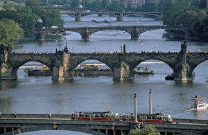 Charles Bridge on the Vltava River, Prague, Czech Republic, Europe