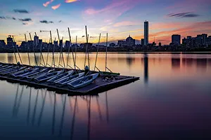 Massachusetts Prints: Charles River at sunrise, Boston