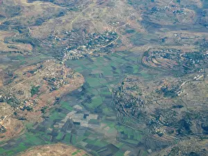 Altitude Prints: Charter flight journeys over a village in Madagascar capturing the landscape