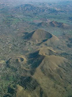 Airport Prints: Charter flight views over a village and landscape during travel in Madagascar