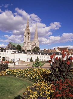 Chartres Prints: Chartres and cathedral, Eure-et-Loir, Centre, France, Europe