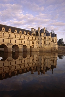 Centre Prints: Chateau of Chenonceaux, reflected in water, Loire Valley, Centre, France, Europe
