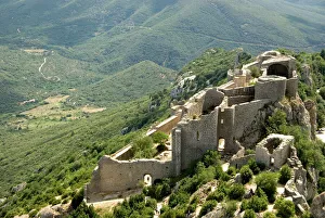 Forts Prints: Chateau de Peyrepertuse, a Cathar castle, Languedoc, France, Europe