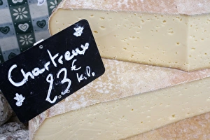 Rhone Alpes Prints: Cheese on a market stall, Saint-Gervais-les-Bains, Rhone-Alpes, France, Europe