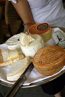 Cheese plate with traditional cheese from Normandy and Brittany, France, Europe Cheese plate with traditional cheese from Normandy and Brittany, France, Europe