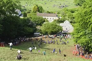 Images Dated 25th May 2009: Cheese Rolling Festival at Coopers Hill, Gloucestershire, England, United Kingdom, Europe