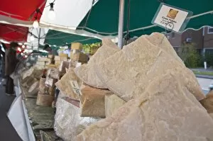 Cheese stall at the Italian market at Walton-on-Thames, Surrey, England