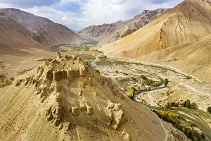 Drone Shot Prints: Chehel Burj (Forty Towers fortress), Yakawlang province, Bamyan, Afghanistan, Asia