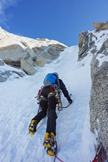Climber Prints: Chere couloir on Mont Blanc du Tacul, Chamonix, Rhone Alps, Haute Savoie, France, Europe