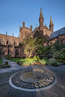 Chester Prints: Chester Cathedral from the Remembrance Garden in autumn