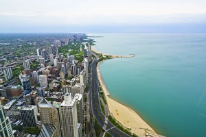Chicago Prints: Chicago skyline and Lake Michigan, Chicago, Illinois, United States of America, North
