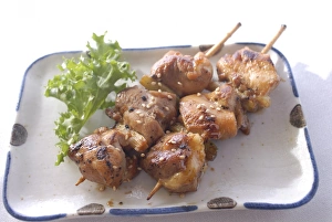 Kebab Prints: Chicken teryaki and sesame skewer appetizers