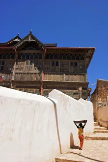 Harar Prints: Child walking up pathway to Rimbauds house and museum, Old Town, Harar