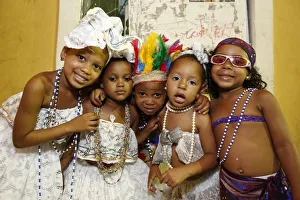 Children Prints: Children at Salvador carnival in Pelourinho, Bahia, Brazil, South America