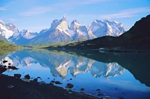 Images Dated 26th July 2008: Chile, Patagonia, Torres Del Paine National Park, Cuernos Del Paine (2, 600m) From Lago Pehoe