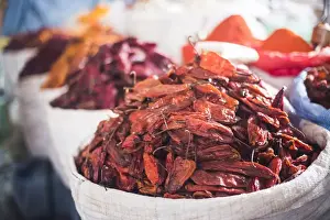 Bolivian Prints: Chili peppers, Campesino Market (Mercado Campesino), Sucre, Bolivia, South America