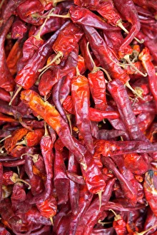 Fresh Prints: Chilli peppers in the market, Monywa, Sagaing, Myanmar, Southeast Asia