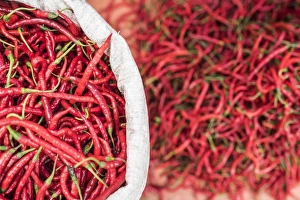 Chillies in Bukittinggi Market, West Sumatra, Indonesia, Southeast Asia, Asia