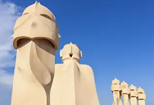 Chimney sculptures on the roof of Casa Mila (La Pedrera) by Antoni Gaudi, UNESCO