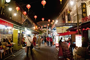 Crowded Prints: Chinatown street market at night, Singapore, Southeast Asia, Asia