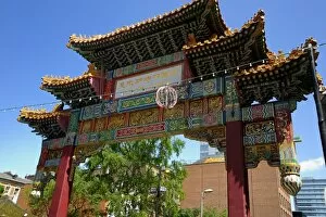 Images Dated 10th June 2008: Chinese Imperial Gate, Chinatown, Manchester, England, United Kingdom, Europe