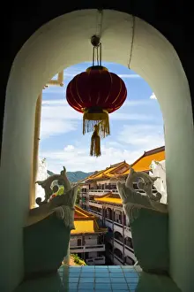 Penang Prints: Chinese lantern hanging in an arch window at Kek Lok Si Temple