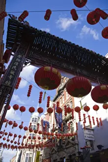 China Town Prints: Chinese lanterns decorate Gerrard Street and surrounding streets during Chinese New Year celebrations