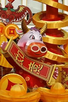Images Dated 19th January 2009: Chinese New Year float for the year of the buffalo, Macao, China, Asia