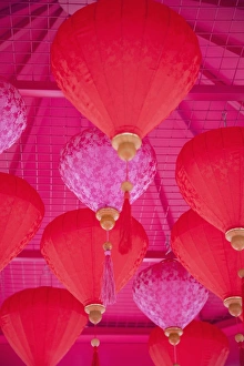New Year Prints: Chinese New Year lanterns, Kowloon Bay, Kowloon, Hong Kong, China, Asia