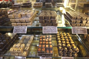 Delicious Prints: Chocolates in a shop window, France, Europe