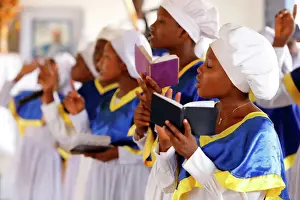 Portraits Prints: Choir singing, Sunday celebration at the Celestial Church of Christ, Missessinto