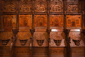 Saint Denis Prints: The choir stalls in Saint Denis basilica, Paris, France, Europe