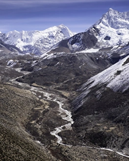 Mountainside Prints: The Chola Valley in Sagarmatha National Park, UNESCO World Heritage Site, Himalayas