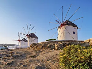 Windmills Prints: Chora Windmills at sunrise, Mykonos Town