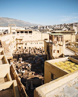 Typically Moroccan Prints: Chouara Tannery, Medina, Fes el Bali, Fes, Morocco, North Africa, Africa