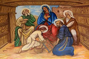 Biblical Event Prints: Christ child, carpenter. St. Peter and Paul Cathedral, Aneho, Togo, West Africa, Africa