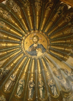 Ceilings Prints: Christ Pantocrator mosaic (St. Saviour in Chora), Kariye Camii (Tile Church)