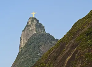 Cristo Redentor Prints: Christ the Redeemer statue on top of the Corcovado Mountain viewed from Santa Marta