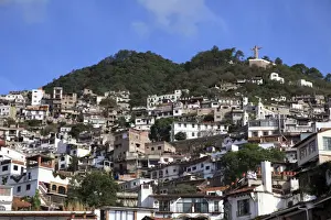 Guerrero Prints: Christ Statue, Taxco, colonial town well known for its silver markets, Guerrero State