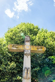 Absence Prints: Christian cross with heart, hands and feet only, Baden-Wurttemberg, Germany, Europe