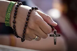 Human Hand Prints: Christian faithful in St. Peters Square, Vatican, Rome, Lazio, Italy, Europe