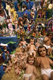 Christian nativity figures including baby Jesus dolls