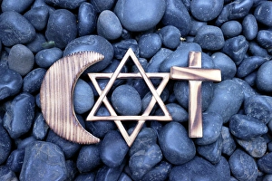 Identity Prints: Christianity, Islam and Judaism symbols