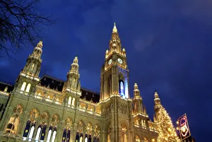 Austria Prints: Christkindlmarkt at City Hall, Vienna, Austria, Europe