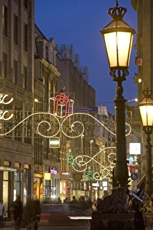 Dam Square Prints: Christmas in Dam Square and Kalvestraat, Amsterdam, Netherlands, Europe