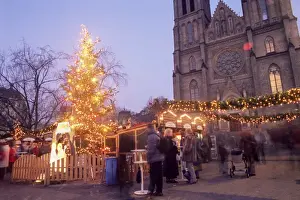 Christmas decoration at market on namesti Miru (square) and neo-Gothic St