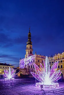 Celebration Gallery: Christmas decorations at the main square of Zamosc, Lublin Voivodeship, Poland, Europe